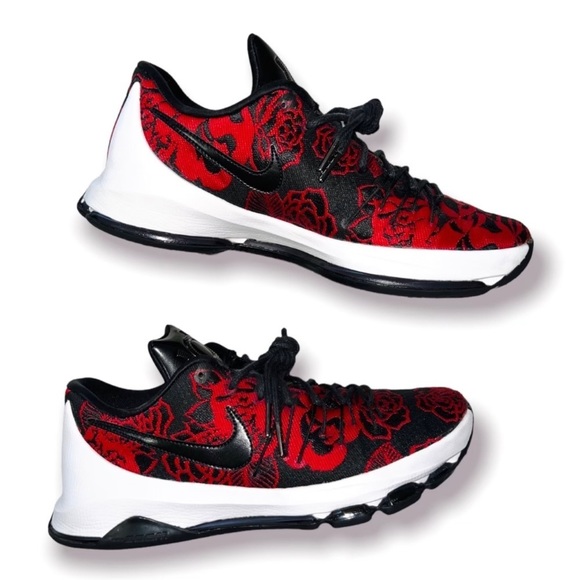 🔥 Nike KD 8 EXT red rose Basketball  zoom floral Men’s 10.5 Kevin Durant. - Picture 1 of 4